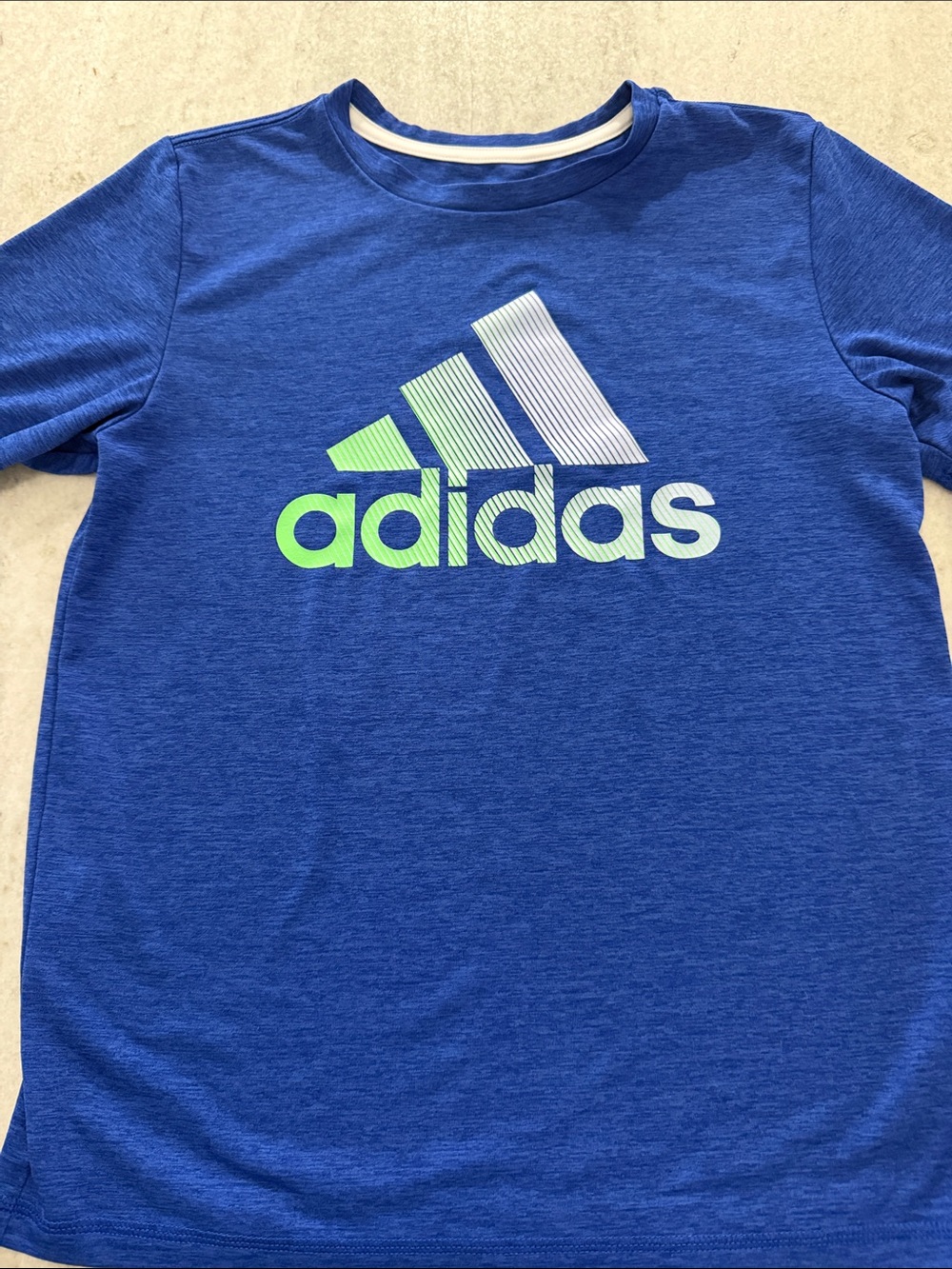 adidas Royal Blue Tee with Neon Green & White Logo